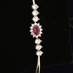 Sterling Silver Bracelet Pink Topaz CZ